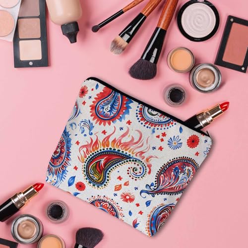Paisley Floral Makeup Organizer Bag Cosmetic Bag For Men Women (9 x 7.1 inch / Paisley Floral)
