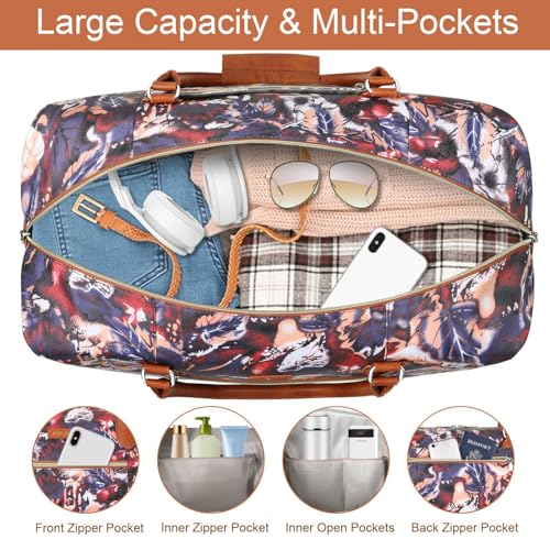 Weekender Bag for Women (Large / 8-Purple Leaf)