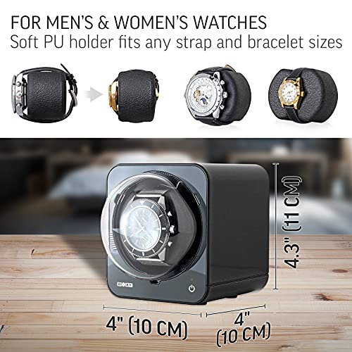 Watch Winder for Automatic Watches with Vertical Rotor Stop (Black)
