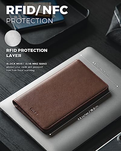 Passport Wallet for Travel RFID Blocking Premium Leather (Espresso)