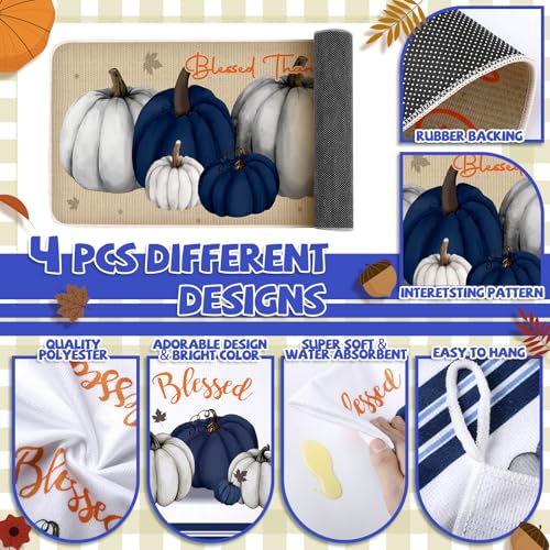 10 Pcs Fall Thanksgiving Pumpkin Kitchen Decor Set Blue White (Blue / Modern Style)