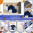 10 Pcs Fall Thanksgiving Pumpkin Kitchen Decor Set Blue White (Blue / Modern Style)