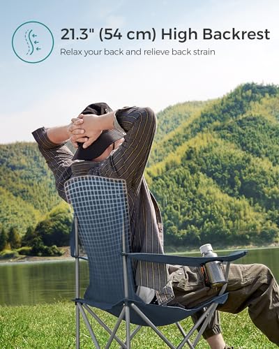 Set of 2 Folding Camping Chairs (Blue / 2PC (21.3"D x 33.9"W x 38.2"H))