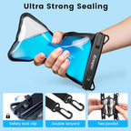 IPX8 Double Space Waterproof Phone Pouch up to 8.5" (Black & Clear)