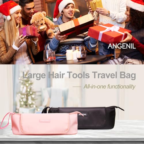 Hair Iron Tools Travel Bag with Heat Resistant Mat (Black)