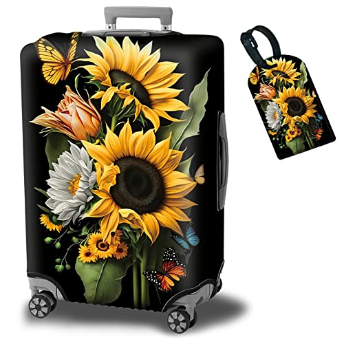 Suitcase Protector Plus 1 Luggage Tag (Sunflower Orchids / XL)
