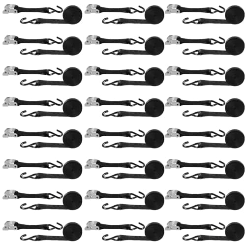 16 Pcs Cambuckle Tie Down Straps 1763lbs Break Strength (Black)
