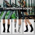 Dri tech Compression Dry Cushion Crew Socks 15 (Large-X-Large / Black-grey-white (4 Pairs))