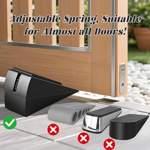 Large Door Stopper Premium Spring Adjustable Rubber Wedge (Black-0ne)