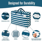 Heavy Duty Moving Bags (Classic Navy Stripe / 27 Gallon-4 Pack)
