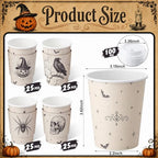 100 Sets 8 oz Halloween Disposable Coffee Cups with Lid and Sleeve (Spider)