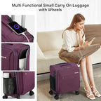 16 Inch Underseat Carry On Luggage with Wheels Small Suitcase Softside Luggage Bags for Travel Lightweight Suitcases with Wheels Travel Luggage Personal Item for Men and Women (Purple / 16 Inch)