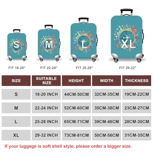Travel Luggage Cover Suitcase Cover Protector Skins 18 (A15 Go Travel / M (for 22--24 inch luggage))