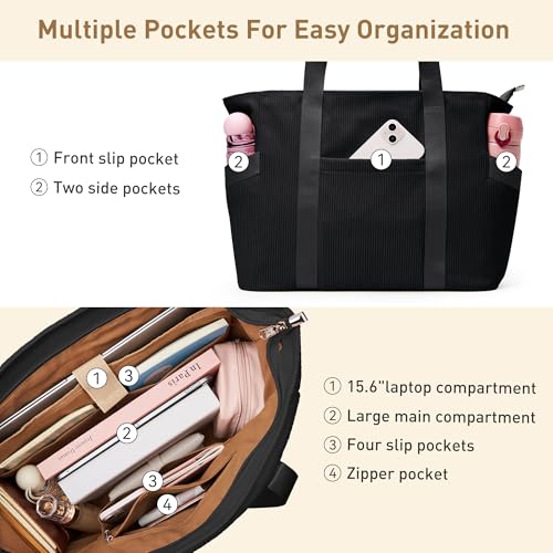 Tote Bag for Women (L-black-fits 15.6" Laptop)