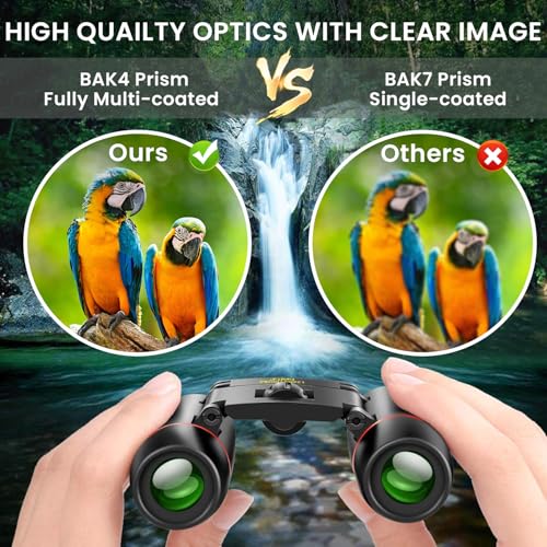 12X25 Small Pocket Binoculars Compact for Adults (12X25 / Black)