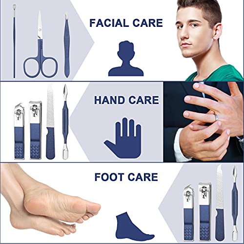 Travel Manicure Set Pedicure Kit Nail Clippers Set Grooming Kit (Blue)