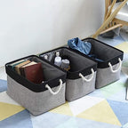 Storage Basket for Organizing (Black&Grey / Large - 15.7Lx11.8Wx8.3H)