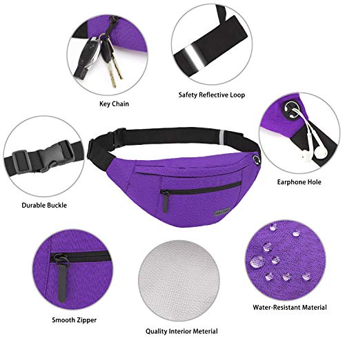 Large Crossbody Fanny Pack Belt Bag with 4 (Purple / Large)