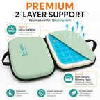 3-in-1 Foldable Gel Seat Cushion with Memory Foam Ergonomic Portable Cushion for Back Pain & Tailbone Relief - Perfect for Office Chair, Airplane Travel & Stadium Seats (18.5" x 15" x 2" Green) (Green)