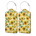 Lovely Sunflower Leather Luggage Tag with Stainless Steel Ring (2 PCS / Lovely Sunflower)