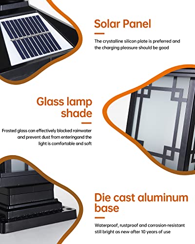 LED Solar Post Light Outdoor (Black)