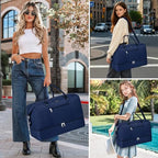 Weekender Bag for Women 21.5" Travel Duffel Large Carry On Bag 3PCS (Large / 9a-Blue)