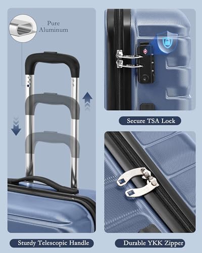 Lightweight Luggage with TSA Lock (3 Piece Set (Backpack/TB/20in) / Blue)