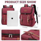Vintage Backpack Travel Laptop Backpack with usb Charging Port for Women & Men College Backpack Fits 15.6 Inch Laptop Red Brown (Red&brown)