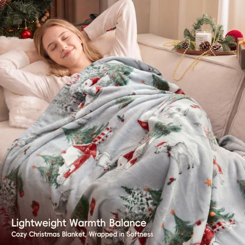 Christmas Fleece Throw Blanket (Winter Deer / Throw(50" X 60"))