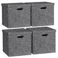 Storage Bins with Lids (13×13×13/4pcs with lids / Charcoal Gray)