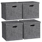 Storage Bins with Lids (13×13×13/4pcs with lids / Charcoal Gray)