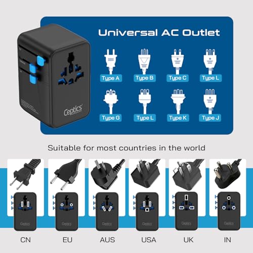Universal Travel Adapter (Black/Blue)