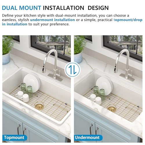 33"x19" White Undermount Sink Workstation (33"x19"x10" / White Gold)