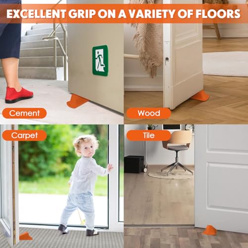 2 Pcs Jumbo Door Stoppers Heavy Duty Rubber Doorstop (Orange)