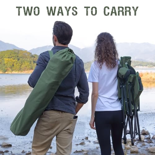 400 LBs Heavy Duty Camping Chairs for Adults (Green / Warm-Touch)