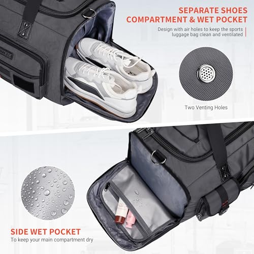 Duffle Bag for Men 3 in 1 Convertible 40L Nylon Gym Travel Backpack (Silvery Grey)