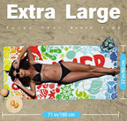 Microfiber Beach Towel (4 Pack Turtle Words Butterfly / 32x71 inch)