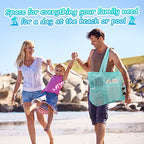 Mesh Beach Bag with Zipper (Blue)
