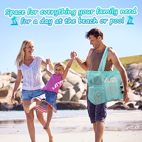 Mesh Beach Bag with Zipper (Blue)