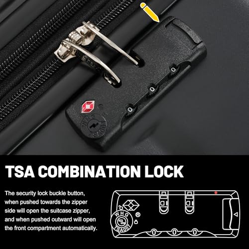 Luggage Sets Durable Hardshell 3 Piece Suitcase with Bags (3-piece Set(20/24/28) / Black+bag)