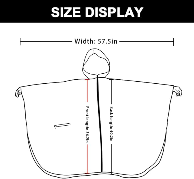 Rain Poncho Jacket Coat Hooded Zipper Style - Image 2