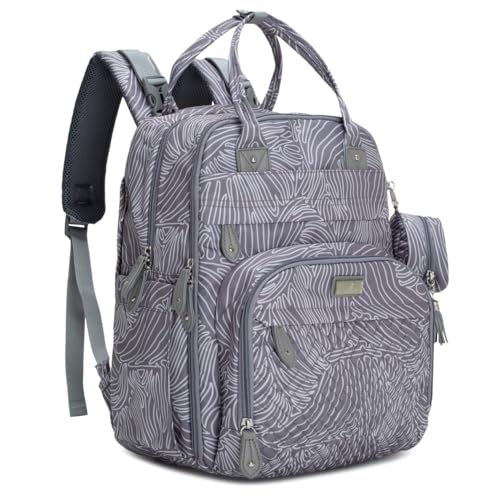 Diaper Bag Backpack (Gray Swirls)