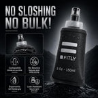 5 oz - 150ml (F1B) Soft Water Bottle Shrink As You Drink Soft Flask for Hydration Pack Folding Water Bottle Ideal for Running, Hiking, Cycling, Climbing & Rigorous Activity, Black (Black / 5 Ounces)