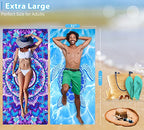 Microfiber Beach Towel with Bag Oversized 71x32 Sand Free 6 Pack (6 Pack Blue Multi Comb / 71"x32")