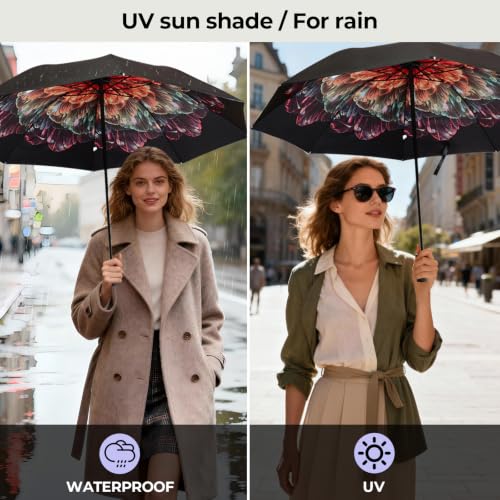 Compact Travel Umbrella ((Rose) / 44 inches)