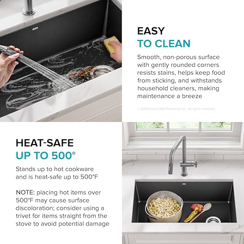 Forteza 32 inch Undermount Single Bowl Granite Kitchen Sink in Black (Single Bowl Undermount Sink / Black)