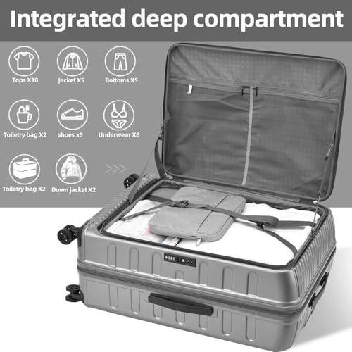 29 Inch Checked Luggage with Expansion and Side Opening (Dark Gray / 29 Inch)
