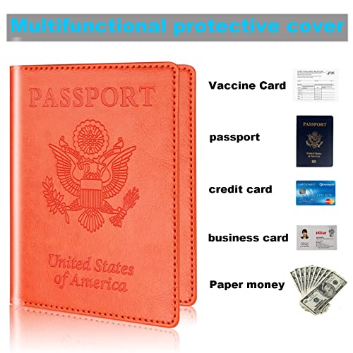 Green & Orange Passport Holder for Travel (A-green & orange / Minimalist)