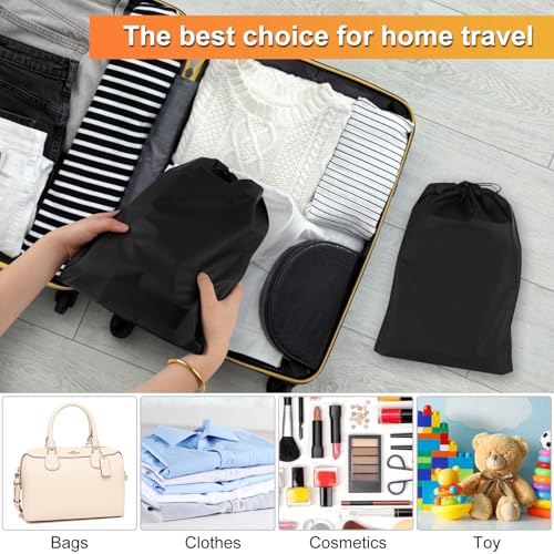 18 Pack Shoe Bags for Travel (Black)