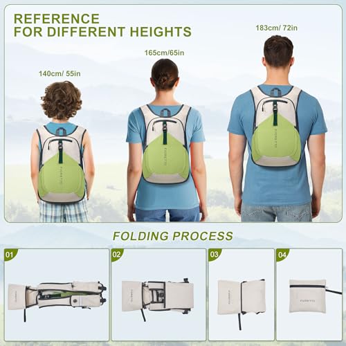 15L Hiking Backpack for Men Women Lightweight Foldable Small Daypack for Travel Camping Outdoor (Beige and Green / 15l)